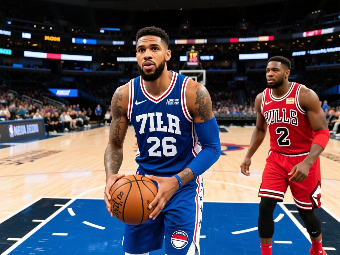 76人不敌公牛，西蒙斯手感低迷无法带领球队赢球